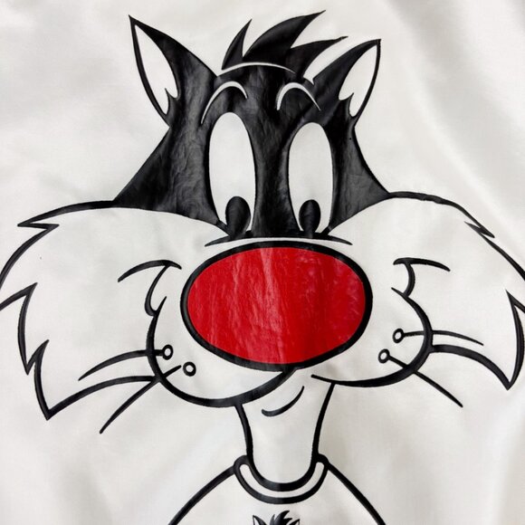 LOONEY TUNES Vintage Satin Bomber Jacket XL 1986 Sylvester Magic Mountain Park - Picture 5 of 10